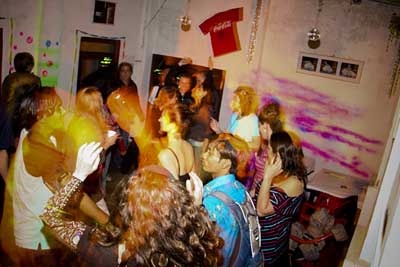 A crowded dance floor at night