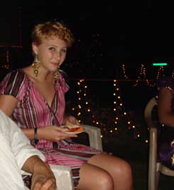 A guest, Tabitha, at the New Year party 2009