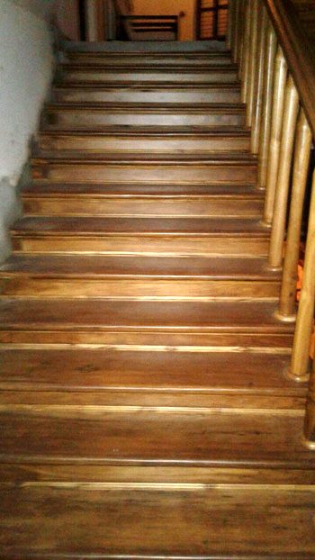 The renovated staircase and its railing