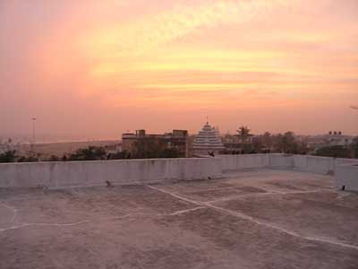 Sunset over the roof terrace