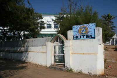 The gate and the Z Hotel sign