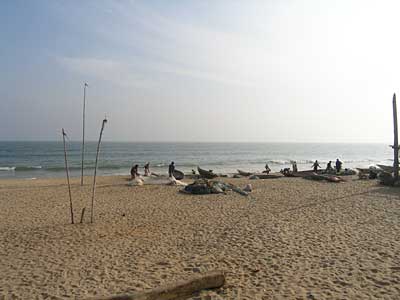 Fishermen on the beach in front of the Z Hotel